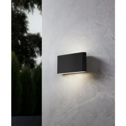 Eglo GRUTTI Wandlamp aluminium antraciet / Kunststof transparant H: 90 mm Outlet