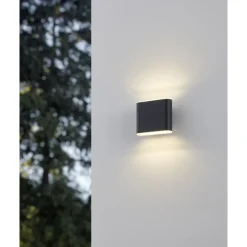 Eglo GRUTTI Wandlamp aluminium antraciet / Kunststof transparant H: 90 mm Online