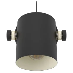 Eglo HORNWOOD Wandlamp staal zwart, crème / Hout bruin Ø 170 mm