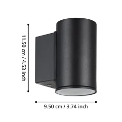 Eglo IZZALINI Wandlamp staal zwart H: 115 mm