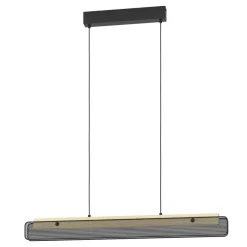 Eglo KOKOMO-Z hanglamp staal, hout zwart, bruin / aluminium, kunststof zwart, wit H: 1100 mm Outlet