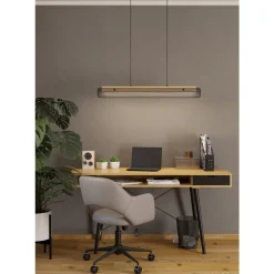 Eglo KOKOMO-Z hanglamp staal, hout zwart, bruin / aluminium, kunststof zwart, wit H: 1100 mm Outlet