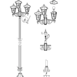 Eglo LATERNA 4 Staande lampen aluminium zwart / Glas helder H: 1920 mm | Ø 550 mm Online