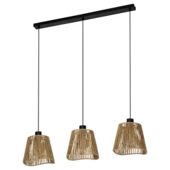 Eglo LAVISTER hanglamp staal zwart / papier natuur H: 1100 mm Best