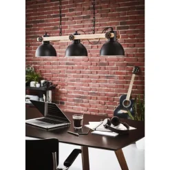 Eglo LUBENHAM hanglamp staal, hout zwart, bruin H: 1100 mm Clearance