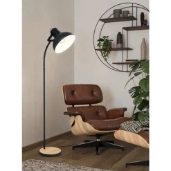 Eglo LUBENHAM Staande lampen staal, hout zwart, bruin H: 1600 mm New