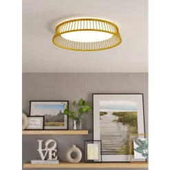 Eglo LUPPINERIA Plafondarmaturen hout, staal bruin, wit / Kunststof wit H: 95 mm | Ø 450 mm