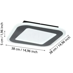 Eglo MACCHIONI Plafondarmaturen staal, kunststof zwart, wit / kunststof met kristaleffect wit H: 50 mm Outlet