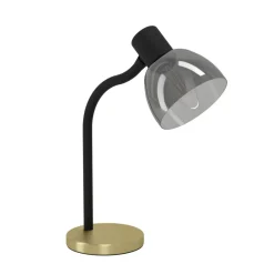 Eglo MACERE Tafellampen staal zwart, geborsteld messing / glas gestoomd zwart-transparant H: 340 mm New