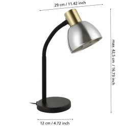 Eglo MACERE Tafellampen staal zwart, geborsteld messing / glas gestoomd zwart-transparant H: 340 mm New