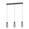 Eglo MAIONE hanglamp staal zwart / glas gestoomd grijs H: 1100 mm Outlet