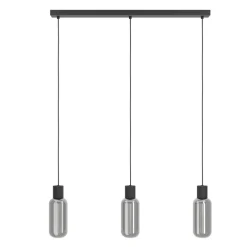 Eglo MAIONE hanglamp staal zwart / glas gestoomd grijs H: 1100 mm Outlet