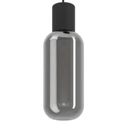 Eglo MAIONE hanglamp staal zwart / glas gestoomd grijs H: 1100 mm