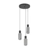 Eglo MAIONE hanglamp staal zwart / glas gestoomd grijs H: 1100 mm | Ø 300 mm Outlet
