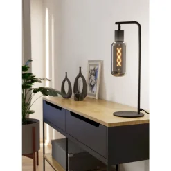 Eglo MAIONE Tafellampen staal zwart / glas gestoomd grijs H: 505 mm Discount