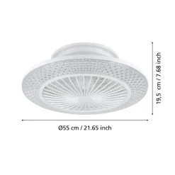 Eglo MALINSKA Ventilator met licht ABS wit / acryl kristallook H: 200 mm | Ø 550 mm New