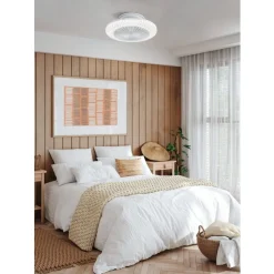 Eglo MALINSKA Ventilator met licht ABS wit / acryl kristallook H: 200 mm | Ø 550 mm New