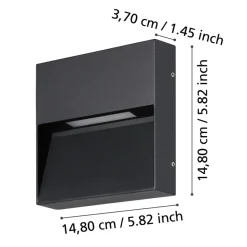 Eglo MARUGGIO Wandlamp aluminium zwart / Kunststof transparant H: 150 mm Sale