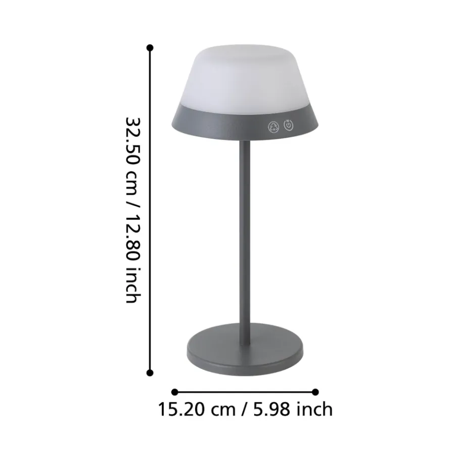 Eglo MEGGIANO Tafellampen Kunststof grijs / Kunststof wit H: 320 mm | Ø 150 mm