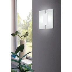 Eglo METRASS 2 Wand-/plafondlamp aluminium wit / Kunststof satijn H: 200 mm Outlet