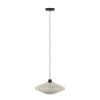 Eglo MIDSUMER hanglamp staal zwart / textiel crème H: 1100 mm | Ø 380 mm Sale