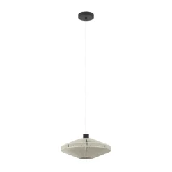 Eglo MIDSUMER hanglamp staal zwart / textiel crème H: 1100 mm | Ø 380 mm Sale