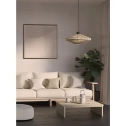 Eglo MIDSUMER hanglamp staal zwart / textiel crème H: 1100 mm | Ø 380 mm Sale