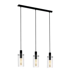 Eglo MONTEFINO hanglamp staal zwart / Glas helder H: 1100 mm Discount
