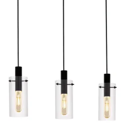 Eglo MONTEFINO hanglamp staal zwart / Glas helder H: 1100 mm Discount