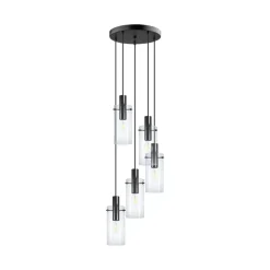 Eglo MONTEFINO hanglamp staal zwart / Glas helder H: 1500 mm | Ø 350 mm