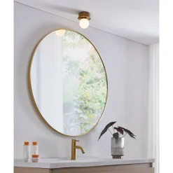 Eglo MOSIANO Wand-/plafondlamp staal geborsteld messing, goud / glas opaal-mat wit H: 115 mm | Ø 110 mm