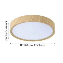 Eglo MUSURITA Plafondarmaturen kunststof, staal natuurlijke houtlook / Kunststof wit H: 60 mm | Ø 340 mm Online