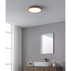 Eglo MUSURITA Plafondarmaturen kunststof, staal natuurlijke houtlook / Kunststof wit H: 60 mm | Ø 340 mm Online