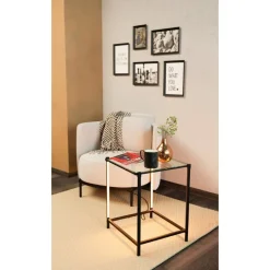 Eglo NARANJO Bijzettafel staal zwart / Glas helder H: 555 mm Online