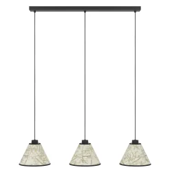 Eglo OXPARK hanglamp staal zwart / textiel met bamboebladeren wit, groen H: 1100 mm Discount