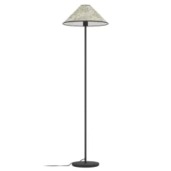 Eglo OXPARK Staande lampen staal zwart / textiel met bamboebladeren wit, groen H: 1465 mm | Ø 420 mm Clearance