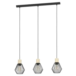Eglo PALMORLA hanglamp staal, hout zwart, bruin H: 1100 mm Outlet