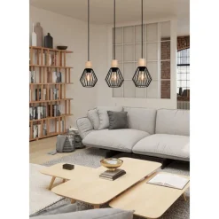 Eglo PALMORLA hanglamp staal, hout zwart, bruin H: 1100 mm Outlet