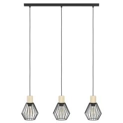Eglo PALMORLA hanglamp staal, hout zwart, bruin H: 1100 mm Outlet