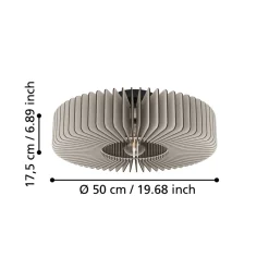 Eglo PALOMBAIA Plafondarmaturen staal zwart / Hout grijs H: 175 mm | Ø 500 mm Clearance