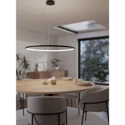 Eglo PARRUTA hanglamp aluminium, staal zwart / Kunststof wit H: 1500 mm | Ø 990 mm Discount