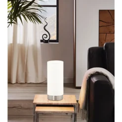 Eglo PASTERI Tafellampen staal nikkel-mat / textiel wit H: 255 mm | Ø 120 mm Hot