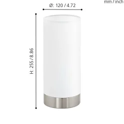 Eglo PASTERI Tafellampen staal nikkel-mat / textiel wit H: 255 mm | Ø 120 mm Hot