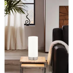 Eglo PASTERI Tafellampen staal nikkel-mat / textiel wit H: 255 mm | Ø 120 mm Hot