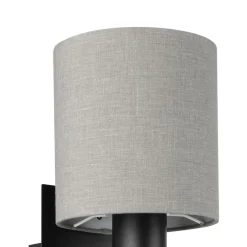 Eglo PASTERI Wandlamp staal zwart / textiel antraciet-bruin H: 380 mm Sale