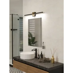 Eglo PEGUERA Wandlamp aluminium, staal zwart, geborsteld messing / Kunststof wit H: 110 mm New