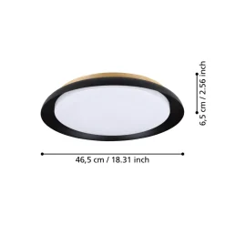 Eglo PENJAMO 1 Plafondarmaturen staal, hout zwart, bruin / Kunststof wit H: 65 mm | Ø 465 mm Hot