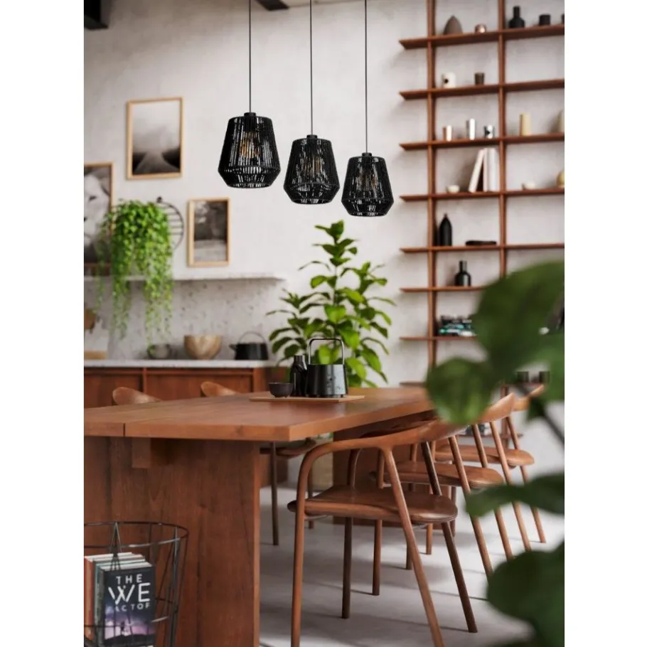 Eglo PERSLEY hanglamp staal zwart / papier zwart H: 1100 mm Hot