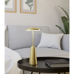 Eglo PICCOLA Tafellampen staal geelkoper-geborsteld / Kunststof wit H: 280 mm | Ø 130 mm Outlet