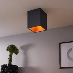 Eglo POLASSO Plafondarmaturen aluminium, kunststof zwart, koper H: 120 mm Hot